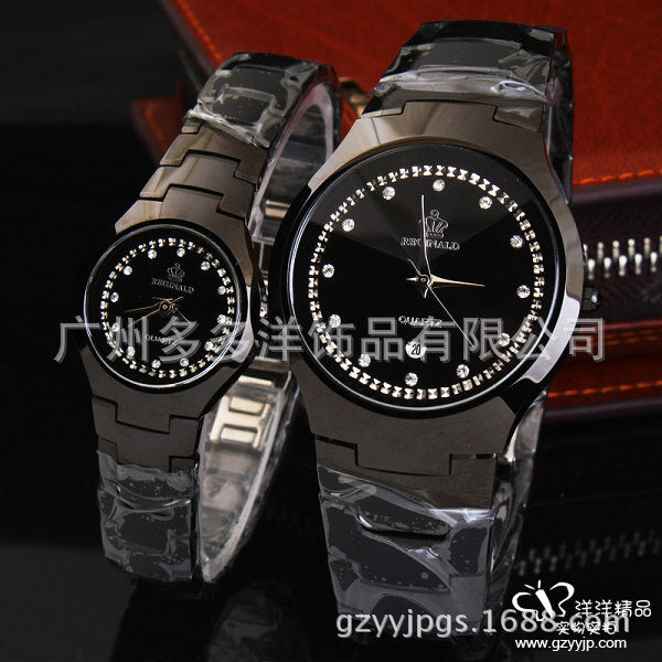 HK crown Luxury Lovers Black Steel Watch