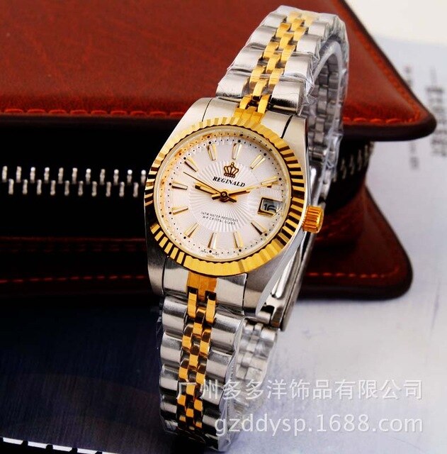 HK Brand REGINALD Top Quality Crown Woman Gold steel Wrist watch