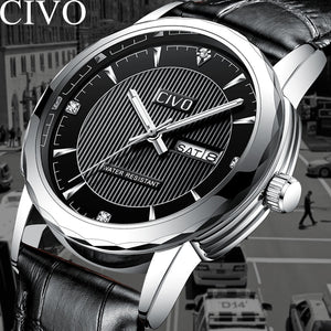 CIVO Luxury Brand Genuine Leather Watch