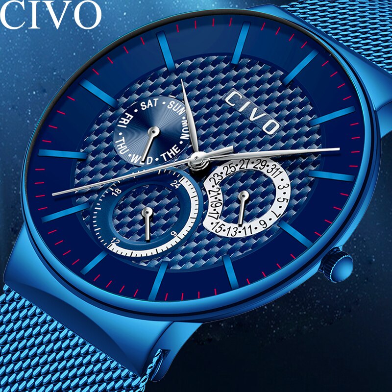 CIVO Waterproof Military Quartz Watch Men Sports