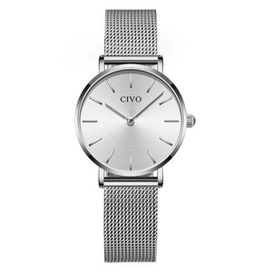 CIVO Waterproof Slim Steel Mesh Strap Quartz Watches