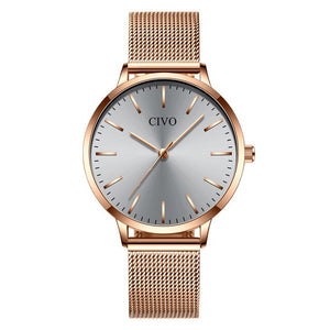 CIVO Waterproof Slim Steel Mesh Strap Quartz Watches