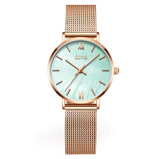 CIVO Waterproof Slim Steel Mesh Strap Quartz Watches