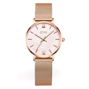 CIVO Waterproof Slim Steel Mesh Strap Quartz Watches