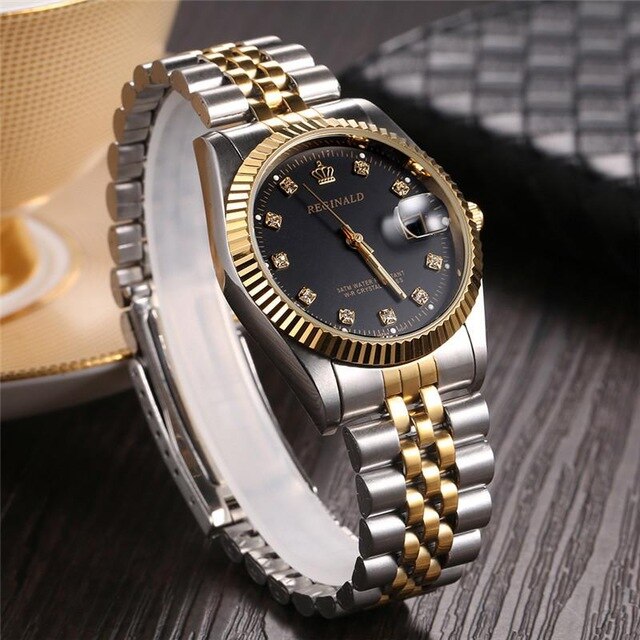 Fashion Reginald Top Brand High Quality Quartz Full Stainless Steel Business Men WristWatch Casual Watches