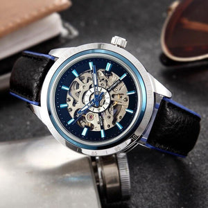 Top Brand Luxury Winner Fashion Skeleton Steel Or Leather Clock Mens Gift Business Watch