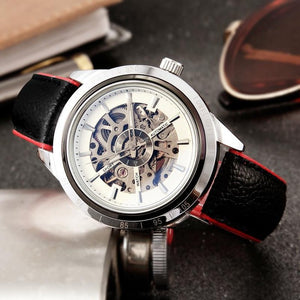 Top Brand Luxury Winner Fashion Skeleton Steel Or Leather Clock Mens Gift Business Watch