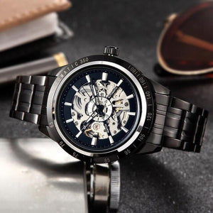 Top Brand Luxury Winner Fashion Skeleton Steel Or Leather Clock Mens Gift Business Watch