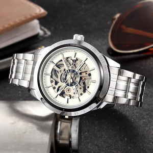 Top Brand Luxury Winner Fashion Skeleton Steel Or Leather Clock Mens Gift Business Watch