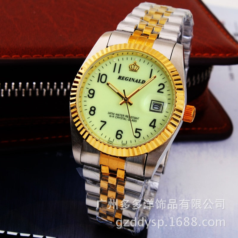 HK Brand REGINALD Luxury Gold Steel scale Gift Watches